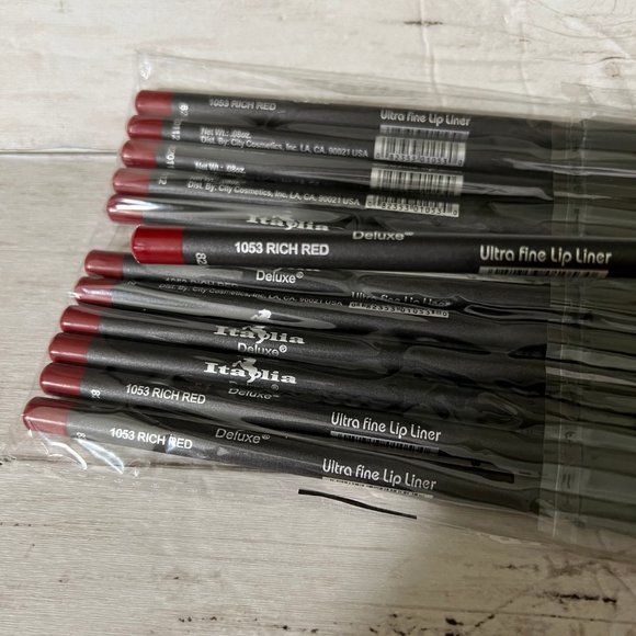 New 12PC Italia Deluxe Ultra Fine Lip Liner Set of 12 RICH RED 1053 - Picture 2 of 2